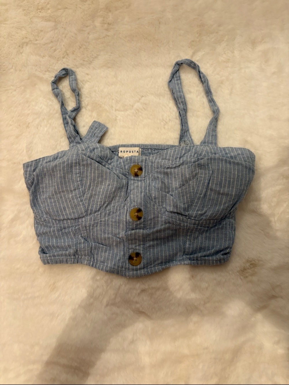 Aeropostale Blue Pinstripe Button Front Cropped Tank
